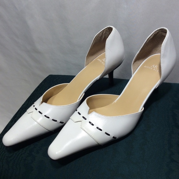 SALE! - Anne Klein White Leather Heels - Picture 2 of 3